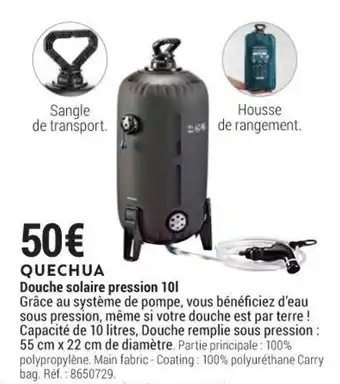 Decathlon QUECHUA douche solaire pression 10I offre