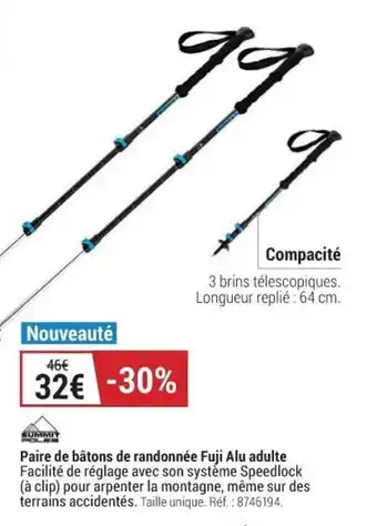Decathlon Paire de bâtons de randonnée fuji alu adulte offre