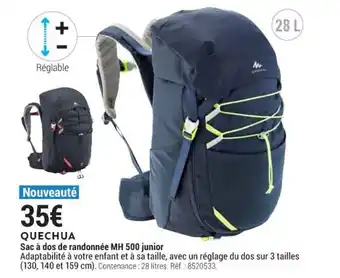 Decathlon QUECHUA sac à dos de randonnée MH 500 junior offre
