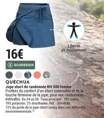 Jupe short randonnée decathlon best sale