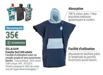 Decathlon OLAIAN poncho surf 500 adulte offre