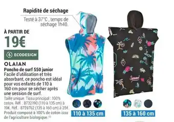 Decathlon OLAIAN poncho de surf 550 junior offre