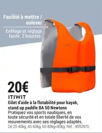Decathlon ITIWIT gilet d'aide à la flotabilité pour kayak offre