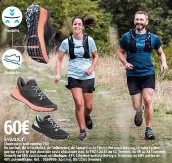 Decathlon EVADICT chaussures trail running TR2 offre