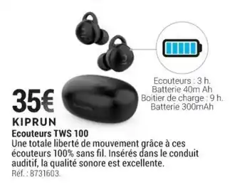 Decathlon KIPRUN ecouteurs TWS 100 offre
