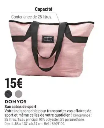 Decathlon DOMYOS sac cabas de sport offre