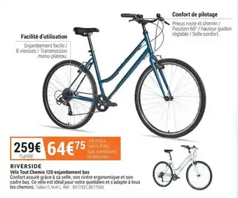 Decathlon RIVERSIDE vélo tout chemin 120 enjambement bas offre