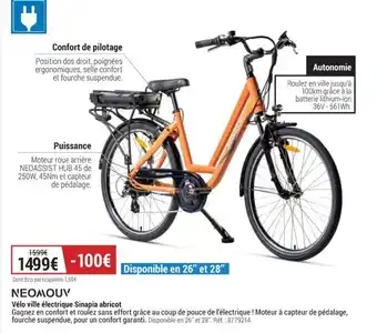 NEOMOUV vélo ville électrique sinapia abricot