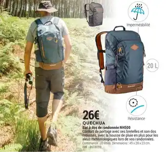 Decathlon QUECHUA sac à dos de randonnée NH500 offre