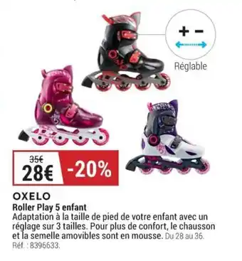 Decathlon OXELO roller play 5 enfant offre