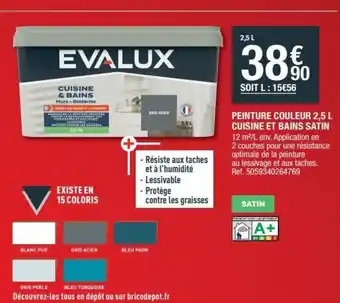 Brico Dépôt Peinture couleur 2,5 L cuisine et bains satin offre