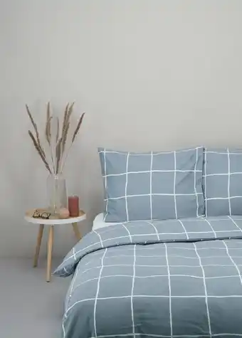 Housse de couette flanelle carreaux bleu