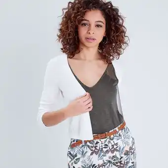 Gilet manches 3/4 blanc femme