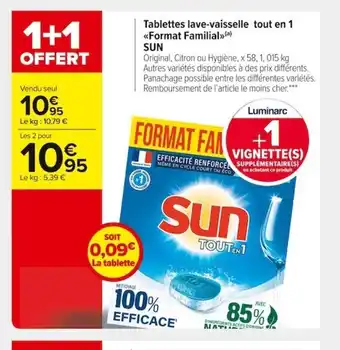 Carrefour Market Sun Tablettes Lave-Vaisselle Tout En 1 Format Familial offre