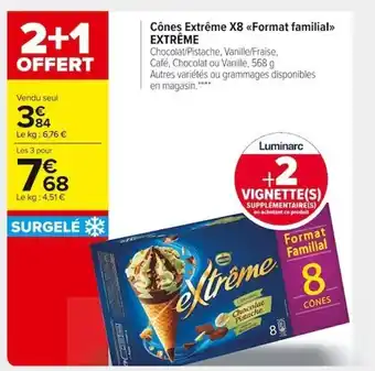 Carrefour Market Extrême Cônes Extrême x8 Format Familial offre