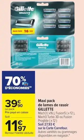 Carrefour Market Gillette Maxi Pack de Lames de Rasoir offre