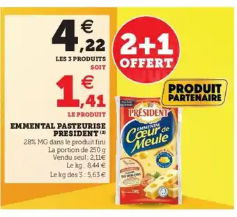 U Express Emmental Pasteurise Président offre