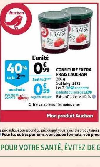 Auchan Confiture Extra Fraise Auchan offre