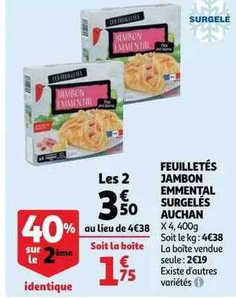 Auchan Feuilletés Jambon Emmental Surgelés Auchan offre