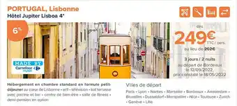 Carrefour Voyages Hôtel Jupiter Lisboa 4* offre