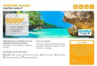 Carrefour Voyages Hôtel Riu Jambo 4* offre