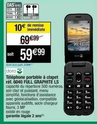Cora x Carrefour Téléphone Portable à Clapet Doro offre