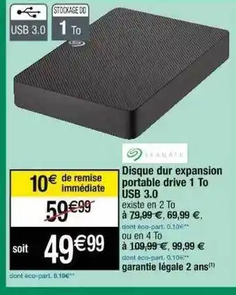 Disque Dur Expansion Portable Drive 1 To Usb 3.0 Seagate
