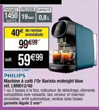 Cora x Carrefour Machine à Café L'or Barista Midnight Blue Philips offre