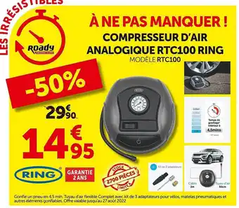 Roady Compresseur D'air Analogique Rtc100 Ring offre