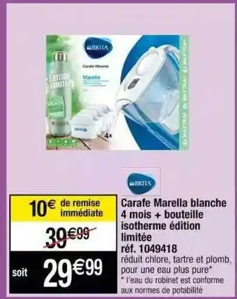 Carafe Marella Blanche 4 Mois + Bouteille Isotherme édition Limitée Brita