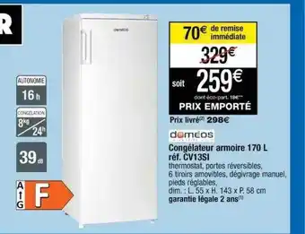 Congélateur Armoire 170 L Doméos