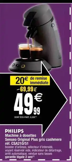 Cora x Carrefour Machine à Dosettes Senseo Original Plus Gris Cashmere Philips offre