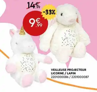 Maxi Bazar Veilleuse Projecteur Licorne-lapin offre