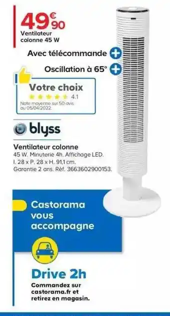 Castorama Ventilateur Colonne 45 W Blyss offre