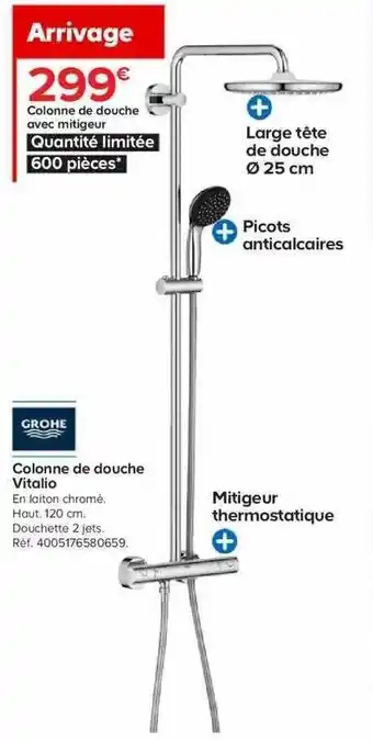 Castorama Colonne De Douche Avec Mitigeur Vitalio offre