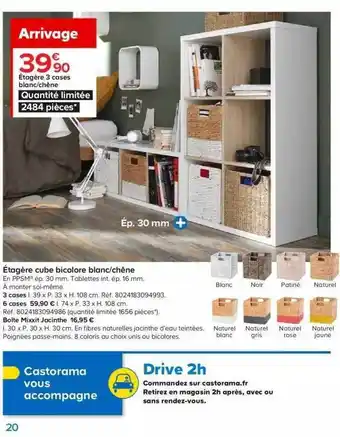 Castorama étagère 3 Cases Blanc-chêne offre