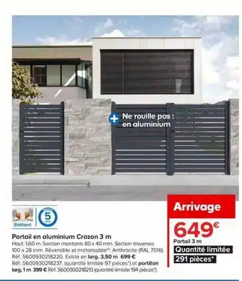 Portail En Aluminium Crazon 3 M