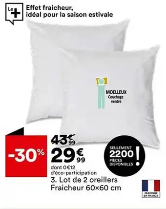 BUT Lot De 2 Oreillers Fraîcheur offre