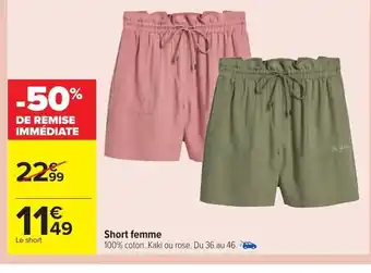 Carrefour Short Femme offre