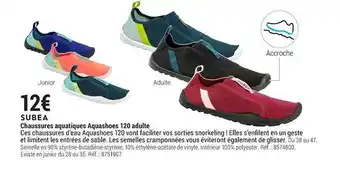 Decathlon Subea Chaussures Aquatiques Aquashoes 120 Adulte offre