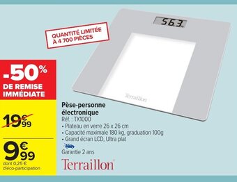Carrefour Terraillon Pèse-Personne électronique offre
