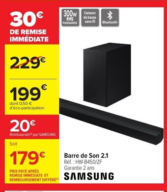 Carrefour Samsung Barre de Son 2.1 offre
