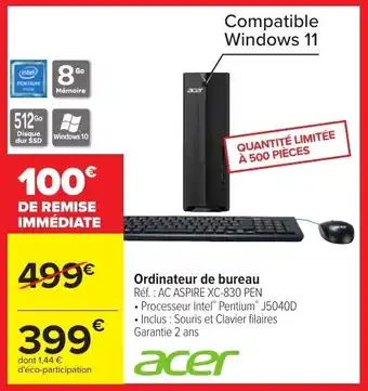 Carrefour Acer Ordinateur de Bureau offre