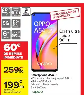 Carrefour Oppo Smartphone A54 5G offre
