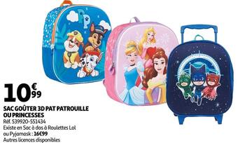 Auchan Sac goûter 3d pat patrouille ou princesses offre