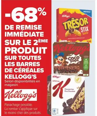 Carrefour Bon plan sur toutes les barres de céréales kellogg's offre