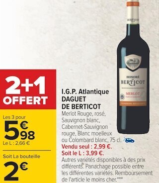 Carrefour Daguet de berticot i.g.p. atlantique offre