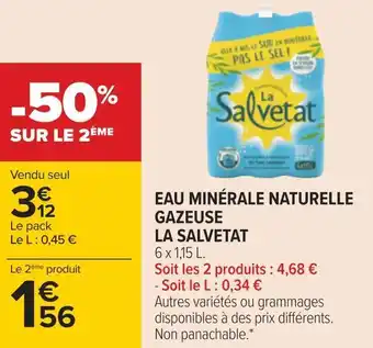 Carrefour La salvetat eau minérale naturelle gazeuse offre