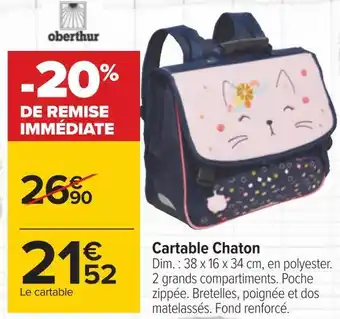 Promo Oberthur cartable chaton chez Carrefour