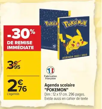 Carrefour Pokemon agenda scolaire offre